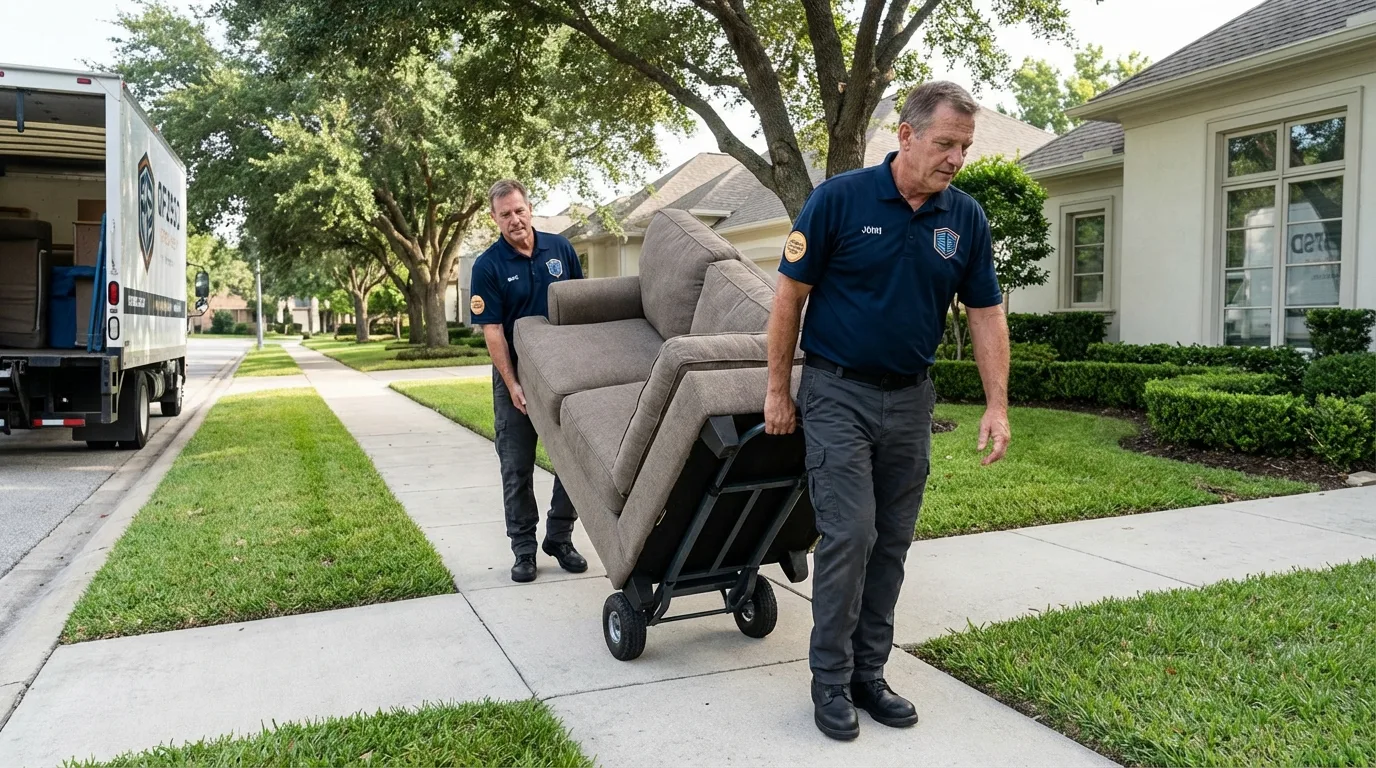 Local residential moving crew loading furniture in Etowah, NC